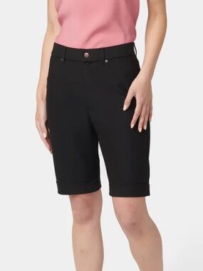 025 HUE (M) Cuffed Essential Denim Short Black Soft Stretch High Waist Bermuda
